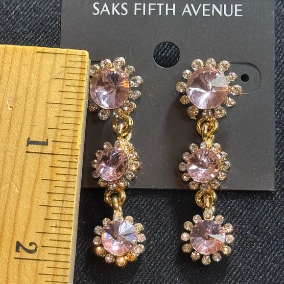 Pink Crystal Dangle Earrings - Saks Fifth Avenue - Picture 4 of 16